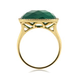 8.52ct Rose Cut Cushion Green Agate and Diamond Right-Hand Fashion Ring