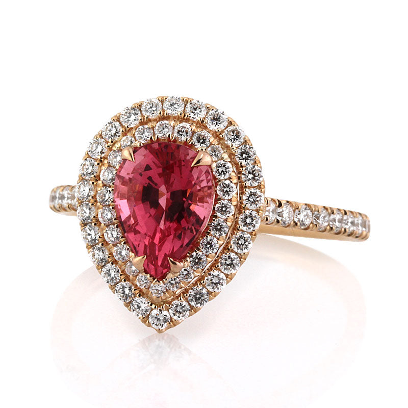 2.41ct Pink Pear Shaped Spinel and Diamond Engagement Ring