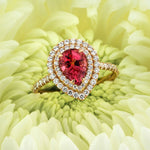2.41ct Pink Pear Shaped Spinel and Diamond Engagement Ring