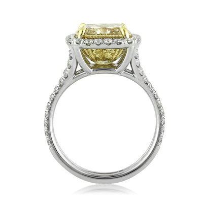 4.04ct Fancy Light Brown Yellow Cushion Cut Diamond Engagement Ring