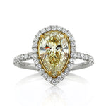 2.92ct Fancy Light Yellow Pear Shaped Diamond Engagement Ring