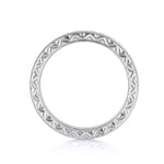 Women's Hand Engraved Wedding Band in 18k White Gold