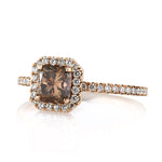 1.53ct Fancy Dark Orange Brown Radiant Cut Diamond Engagement Ring