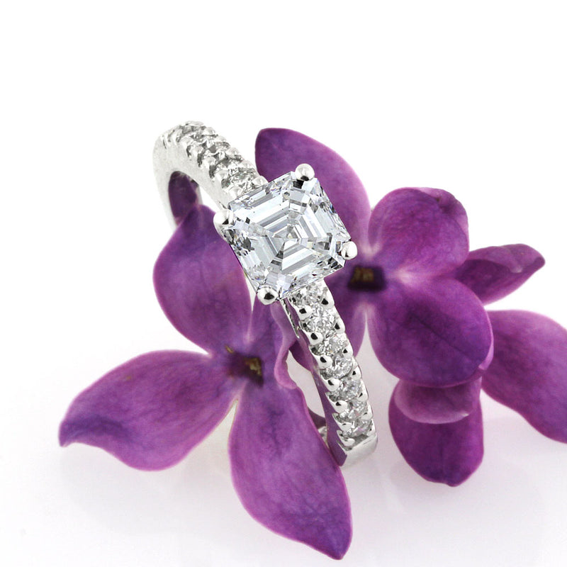 1.26ct Asscher Cut Diamond Engagement Ring