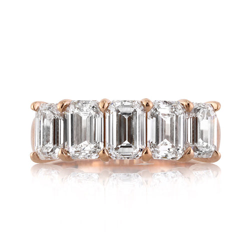 3.55ct Emerald Cut Diamond Five-Stone Wedding Band