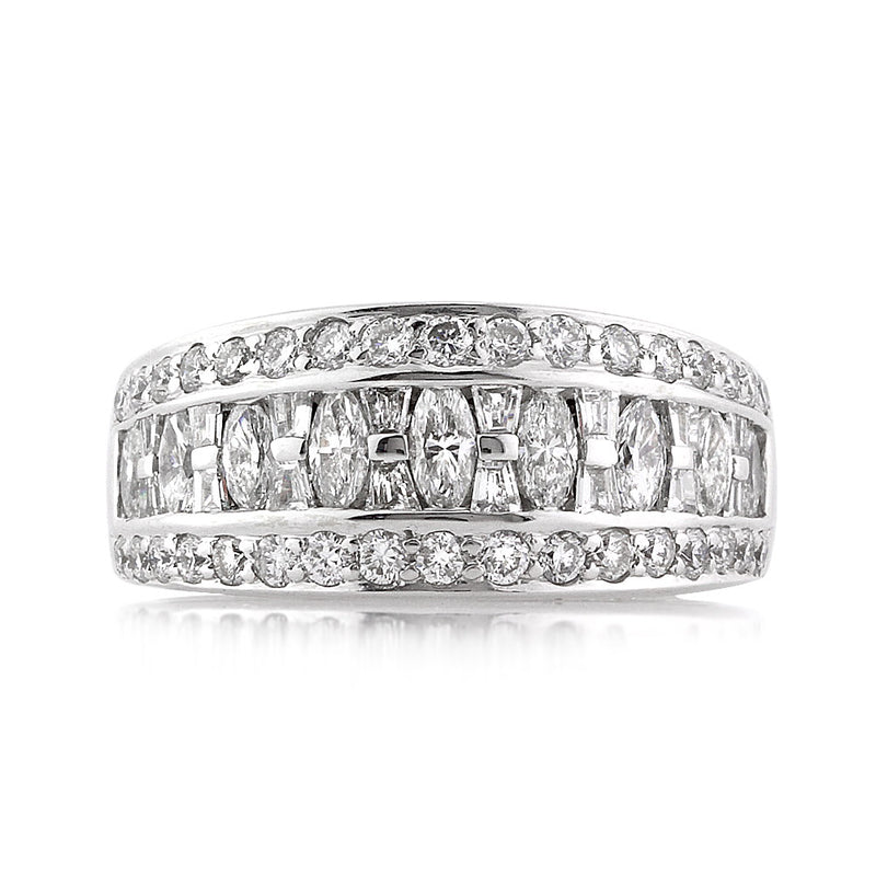 2.60ct Oval and Baguette Cut Diamond Right-Hand Ring in 18k White Gold