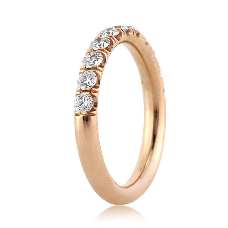 0.80ct Round Brilliant Cut Diamond Micropave Wedding Band in 14k Rose Gold