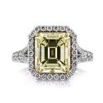 5.05ct Fancy Light Brown Green Yellow Emerald Cut Diamond Engagement Ring