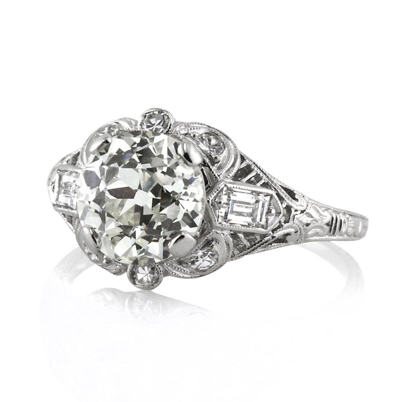 2.70ct Antique European Round Cut Diamond Engagement Ring