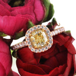 1.52ct Fancy Light Yellow Cushion Cut Diamond Engagement Ring