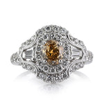 2.23ct Fancy Brownish Yellow Oval Cut Diamond Engagement Ring