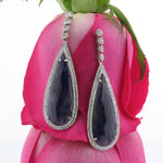 24.39ct Sapphire and Diamond Teardrop Earrings in 14k White Gold