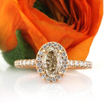 1.62ct Fancy Light Yellowish Brown Oval Cut Diamond Engagement Ring