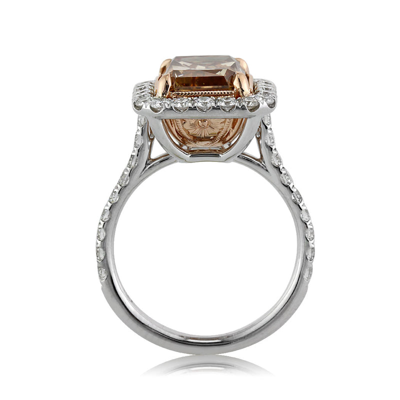 5.51ct Fancy Brownish Yellow Radiant Cut Diamond Engagement Ring