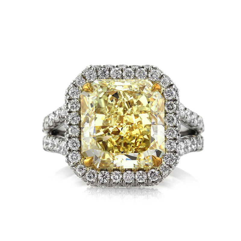 8.33ct Fancy Yellow Radiant Cut Diamond Engagement Ring
