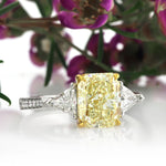 3.78ct Fancy Light Yellow Radiant Cut Diamond Engagement Ring