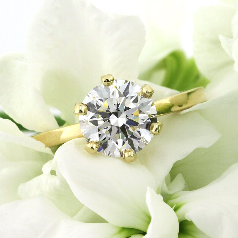 2.00ct Round Brilliant Cut Diamond Solitaire Engagement Ring in 18k Yellow Gold