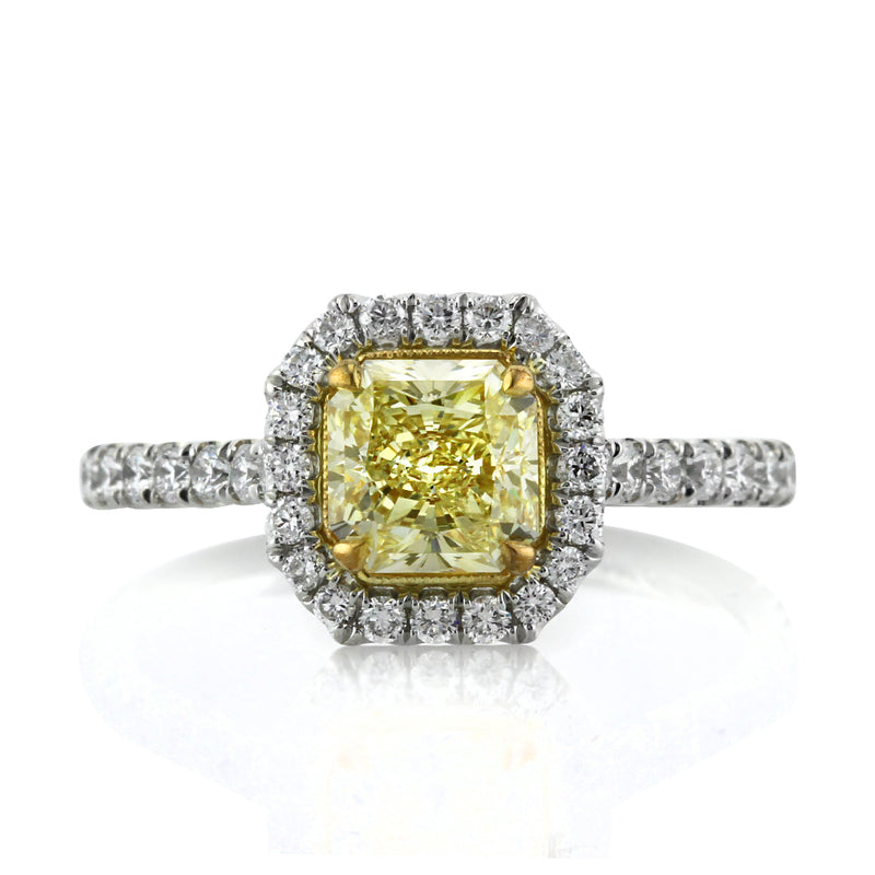 1.74ct Fancy Light Yellow Radiant Cut Diamond Engagement Ring