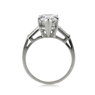 4.16ct Pear Shaped Diamond Three-Stone Engagement Ring