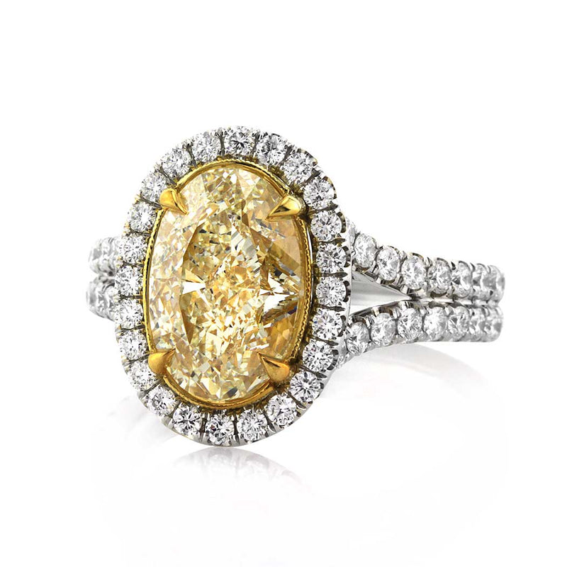 4.42ct Fancy Light Yellow Oval Cut Diamond Engagement Ring