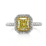 2.01ct Fancy Intense Yellow Radiant Cut Diamond Engagement Ring