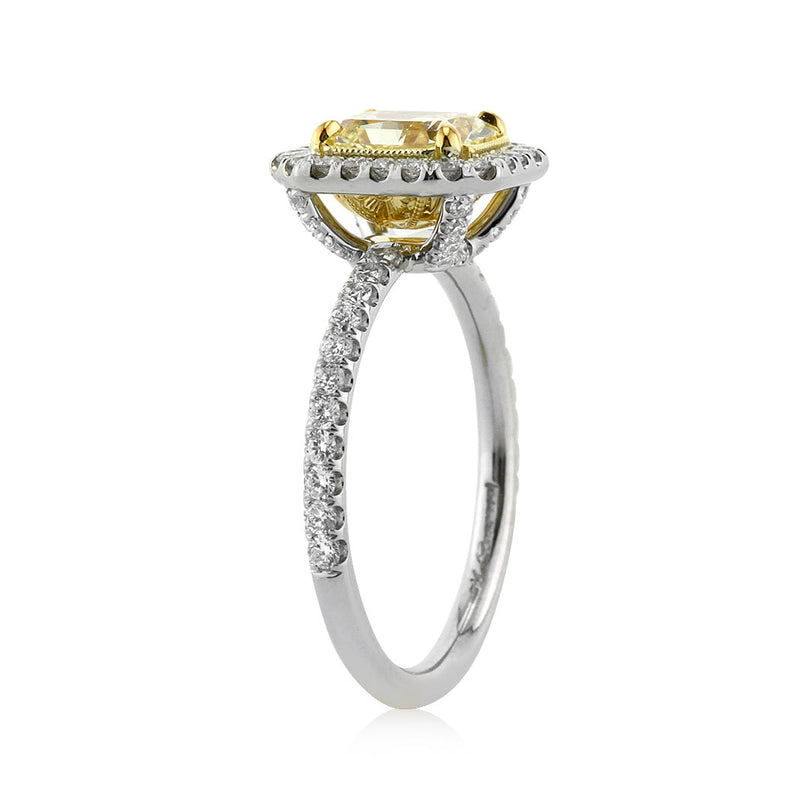 2.01ct Fancy Intense Yellow Radiant Cut Diamond Engagement Ring