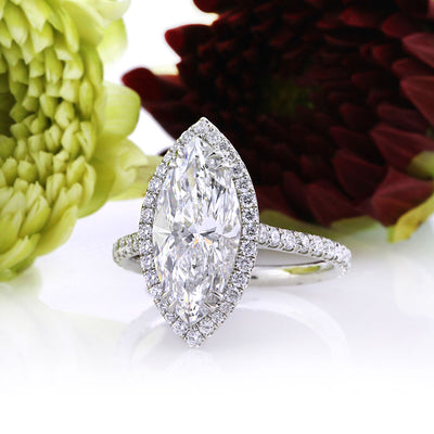 4.10ct Marquise Cut Diamond Engagement Ring