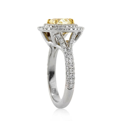 1.91ct Fancy Intense Yellow Heart Shaped Diamond Engagement Ring