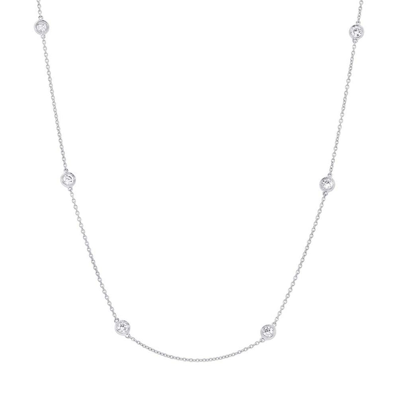 1.02ct Round Brilliant Cut Diamonds by the Yard Necklace in 14k White Gold in 18'
