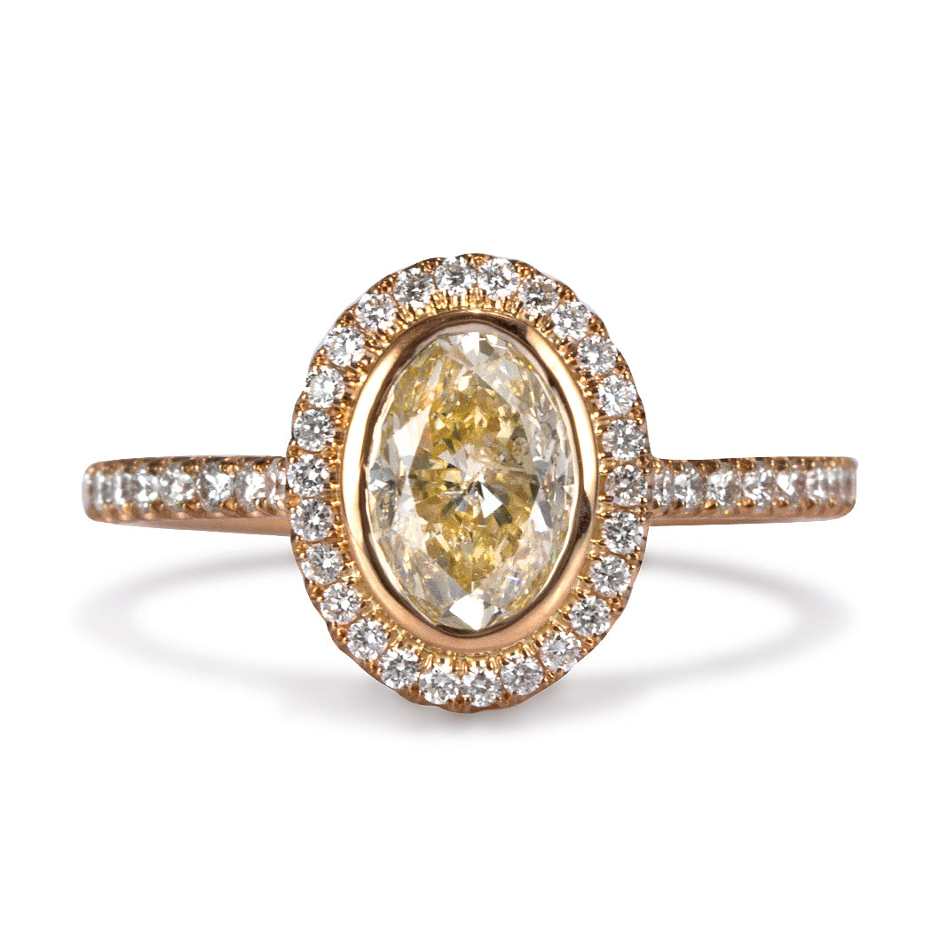 Fancy Light Brown Yellow Oval Cut Diamond Engagement Ring