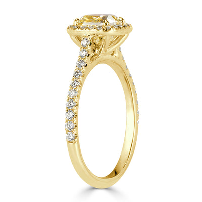 1.61ct Fancy Light Yellow Cushion Cut Diamond Engagement Ring