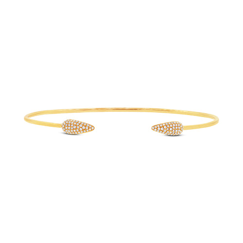 0.22ct Round Cut Diamond Pointed Flexible Cuff Bracelet in 14k Yellow Gold
