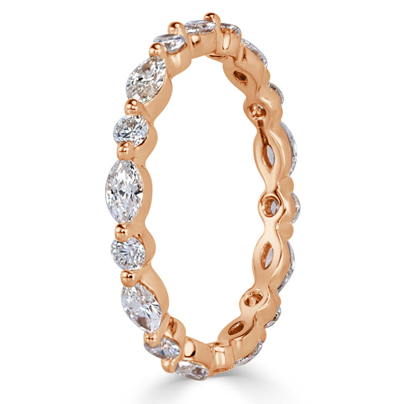 1.00ct Marquise and Round Brilliant Cut Diamond Eternity Band in 18k Rose Gold