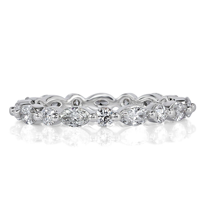 1.00ct Marquise and Round Brilliant Cut Diamond Eternity Band in 18k White Gold
