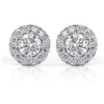 0.85ct Round Brilliant Cut Diamond Halo Earrings in 18k White Gold
