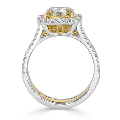 3.08ct Radiant Cut Fancy Yellow Diamond Engagement Ring
