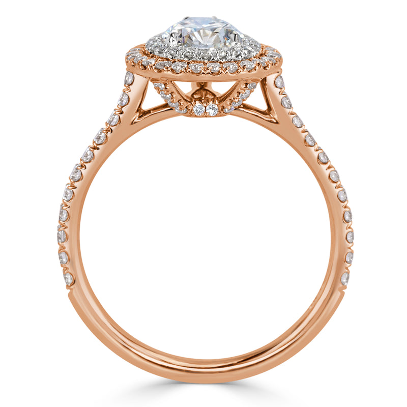 1.61ct Pear Shaped Diamond Engagement Ring in 18k Rose Gold