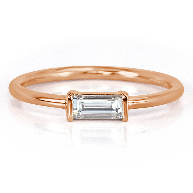 0.25ct Baguette Cut Diamond Ring in 14k Rose Gold