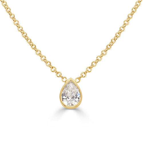 0.20ct Love Water Pear Shaped Diamond Pendant in 18k Yellow Gold