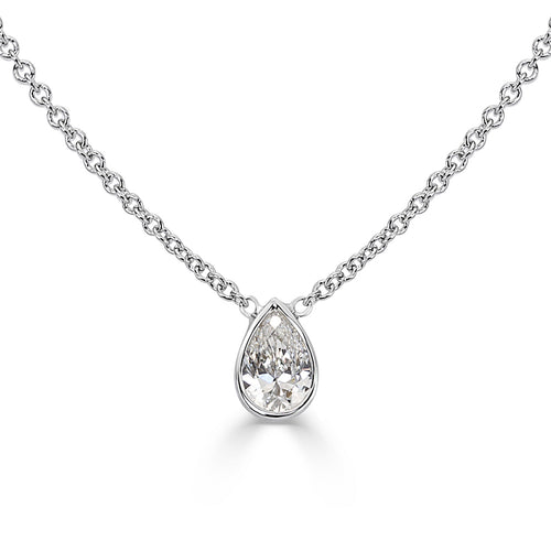 0.20ct Love Water Pear Shaped Diamond Pendant in 18k White Gold