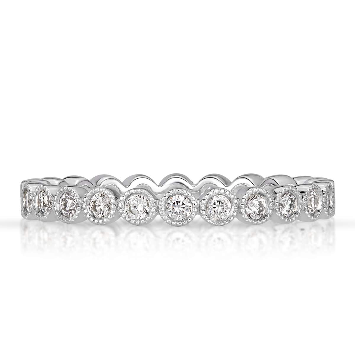 Round Brilliant Cut Milgrain Bezel Set Eternity Band in 18k