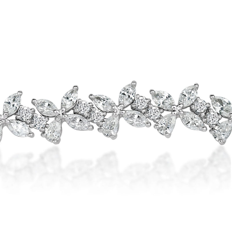12.41ct Fancy Floral Cluster Diamond Tennis Bracelet
