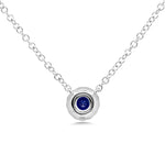 0.18ct Round Cut Diamond and Sapphire Pendant in 14k White Gold