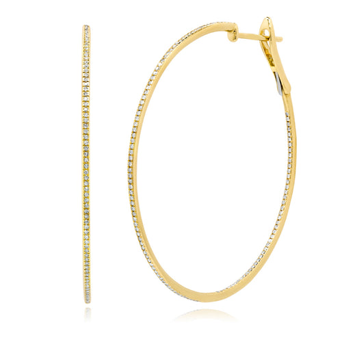 0.66ct Diamond Hoop Earrings in 14k Yellow Gold in 2.00'
