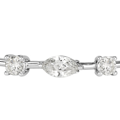 6.02ct Oval Cut, Marquise Cut and Round Brilliant Cut Diamond Bracelet in 18k White Gold