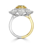 5.19ct Oval Cut Fancy Intense Yellow and White Diamond Ring