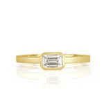 0.45ct Emerald Cut Bezel Set Satin Finish Diamond Ring in Yellow
