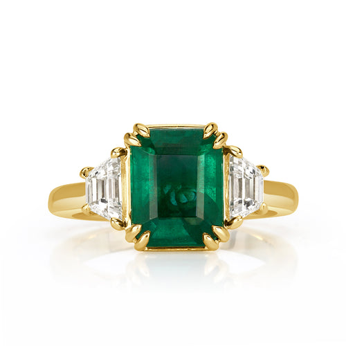 3.57ct Emerald Cut Emerald Engagement Ring