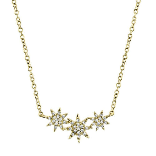 0.09ct Round Brilliant Cut Diamond Star Necklace in 14k Yellow Gold