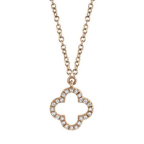 0.08ct Diamond Clover Necklace in 14k Rose Gold